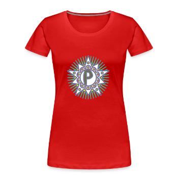 Stars with the letter P. Your word - your thought - Women's Premium Organic T-Shirt - red - Front - Mia (176cm)