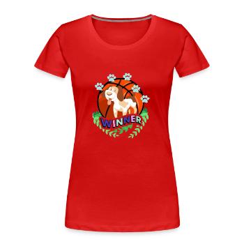 Drôle de chien - T-shirt bio Premium Femme - rouge - Devant - Mia (176cm)