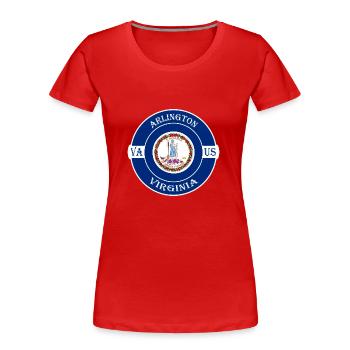 Arlington Virginia Flag USA Travel Souvenir Badge - T-shirt bio Premium Femme - rouge - Devant - Mia (176cm)