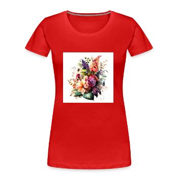 Schöner mehrfarbiger Blumenstrauß - Frauen Premium Bio T-Shirt - Rot - Vorne - Mia (176cm)