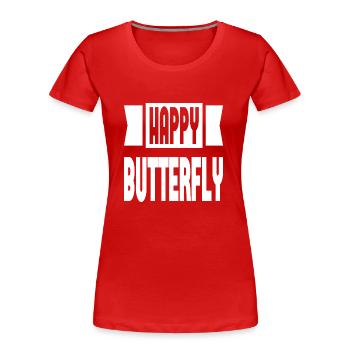Happy Butterfly - Frauen Premium Bio T-Shirt - Rot - Vorne - Mia (176cm)