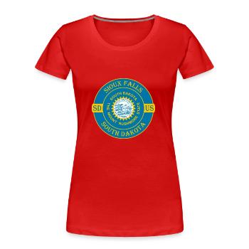 Sioux Falls South Dakota Flagge USA Souvenir Logo - Frauen Premium Bio T-Shirt - Rot - Vorne - Mia (176cm)
