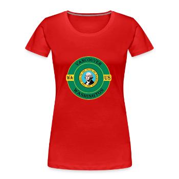 Vancouver Washington Flag USA Souvenir Badge - Women's Premium Organic T-Shirt - red - Front - Mia (176cm)