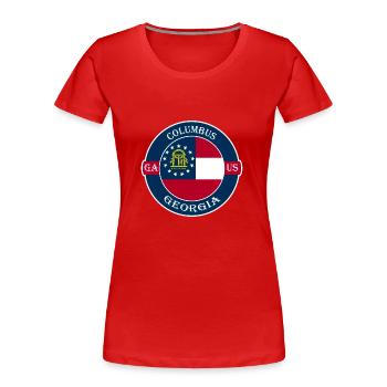 Columbus Georgia Flagge USA Reise Souvenir Abzeichen - Frauen Premium Bio T-Shirt - Rot - Vorne - Mia (176cm)