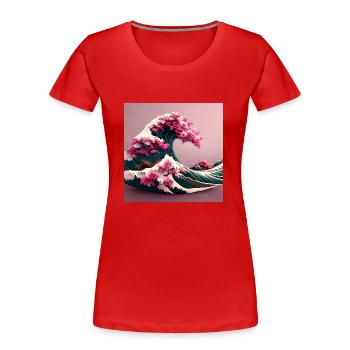 Blumen-Tsunami - Frauen Premium Bio T-Shirt - Rot - Vorne - Mia (176cm)