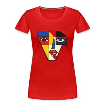 Portrait einer Frau im Kubismus-Stil - KI Kunst - Frauen Premium Bio T-Shirt - Rot - Vorne - Mia (176cm)