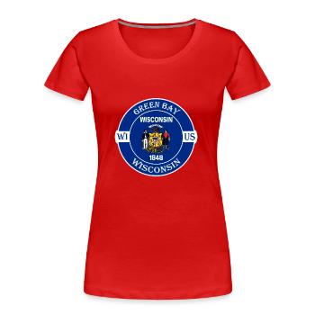 Green Bay Wisconsin Flag USA Travel Souvenir Badge - T-shirt bio Premium Femme - rouge - Devant - Mia (176cm)