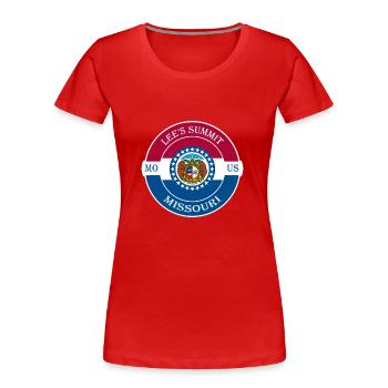 LeeS Summit Missouri Flagge USA Souvenir Abzeichen - Frauen Premium Bio T-Shirt - Rot - Vorne - Mia (176cm)