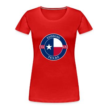 Edinburg Texas Flagge USA Reise Souvenir Abzeichen - Frauen Premium Bio T-Shirt - Rot - Vorne - Mia (176cm)