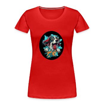 Happy dog #dog - Women's Premium Organic T-Shirt - red - Front - Mia (176cm)
