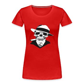 Gangster Skull - Frauen Premium Bio T-Shirt - Rot - Vorne - Mia (176cm)