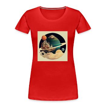 Kolonisation des Saturn - Frauen Premium Bio T-Shirt - Rot - Vorne - Mia (176cm)