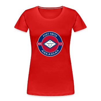 Fort Smith Arkansas Flagge USA Reise Souvenir Abzeichen - Frauen Premium Bio T-Shirt - Rot - Vorne - Mia (176cm)