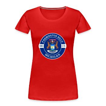 Farmington Hills Michigan Flag USA Souvenir de voyage - T-shirt bio Premium Femme - rouge - Devant - Mia (176cm)