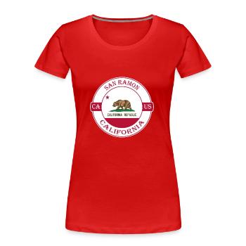 San Ramon California Flag USA Souvenir Badge - Women's Premium Organic T-Shirt - red - Front - Mia (176cm)