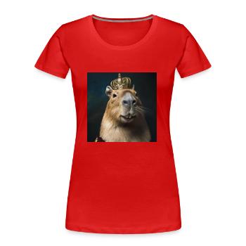 Capybara with crown - Women's Premium Organic T-Shirt - red - Front - Mia (176cm)