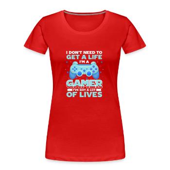 Gamer Gaming Tournament Controller - Women's Premium Organic T-Shirt - red - Front - Mia (176cm)