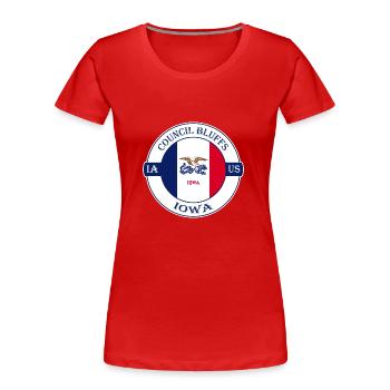 Council Bluffs Iowa Flagge USA Reise Souvenir Abzeichen - Frauen Premium Bio T-Shirt - Rot - Vorne - Mia (176cm)