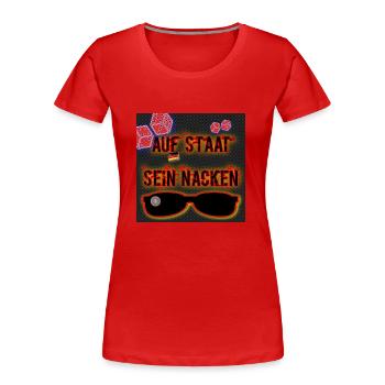 Auf Staat sein Nacken (DE) - Frauen Premium Bio T-Shirt - Rot - Vorne - Mia (176cm)