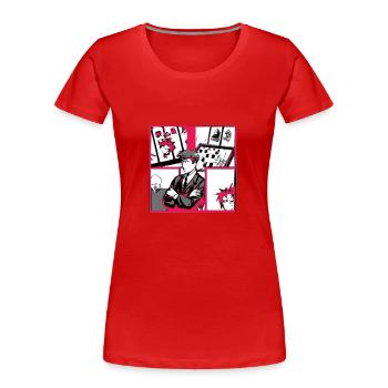 Le joueur d'échecs - T-shirt bio Premium Femme - rouge - Devant - Mia (176cm)
