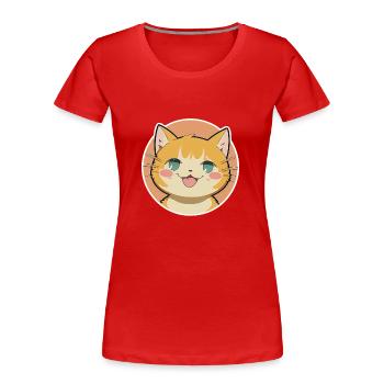 Circle Cat Smiles - Frauen Premium Bio T-Shirt - Rot - Vorne - Mia (176cm)