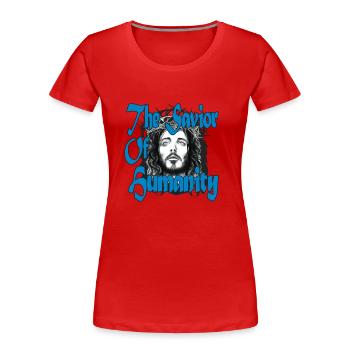 Le Sauveur de l’humanité - Sauveur de l’humanité - T-shirt bio Premium Femme - rouge - Devant - Mia (176cm)