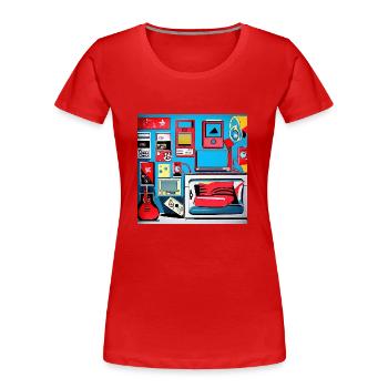 Chambre Rétro de Style Années 80 - T-shirt bio Premium Femme - rouge - Devant - Mia (176cm)