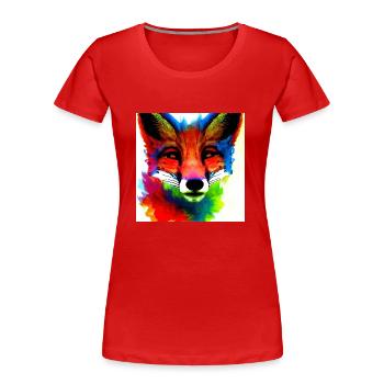 A colourful Fox, water colours - Women's Premium Organic T-Shirt - red - Front - Mia (176cm)