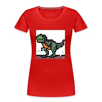 Tyrannosaurus pixel art - T-shirt bio Premium Femme - rouge - Devant - Mia (176cm)