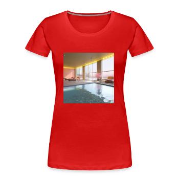 Ein sonnendurchfluteter Lounge-Bereich art 2 - Frauen Premium Bio T-Shirt - Rot - Vorne - Mia (176cm)