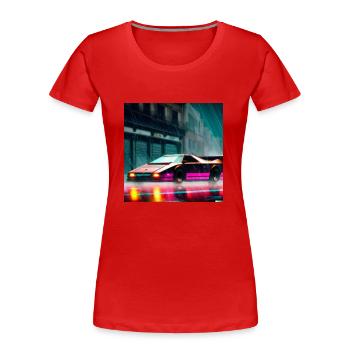 Synthwave Sport Auto digital art - Frauen Premium Bio T-Shirt - Rot - Vorne - Mia (176cm)