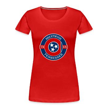 Brentwood Tennessee Flagge USA Reise Souvenir Abzeichen - Frauen Premium Bio T-Shirt - Rot - Vorne - Mia (176cm)