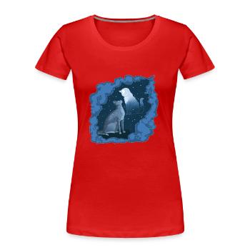 Jayfeather Jay Feather Grey Cat Halfmoon Moon - Women's Premium Organic T-Shirt - red - Front - Mia (176cm)