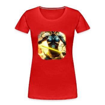 Gaming Heldin mit Schwert - Frauen Premium Bio T-Shirt - Rot - Vorne - Mia (176cm)