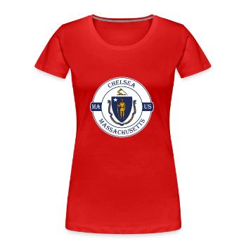 Chelsea Massachusetts Flagge USA Souvenir Abzeichen - Frauen Premium Bio T-Shirt - Rot - Vorne - Mia (176cm)