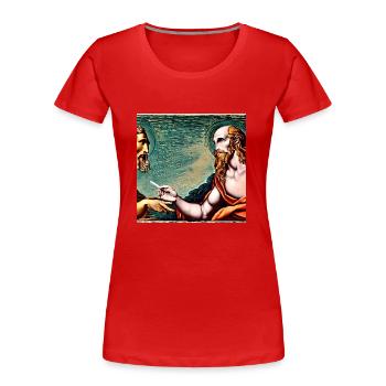 Apostle smoking a cigarette - Women's Premium Organic T-Shirt - red - Front - Mia (176cm)