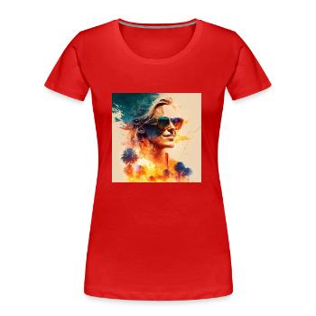 Eine Frau in der Sonne - Frauen Premium Bio T-Shirt - Rot - Vorne - Mia (176cm)