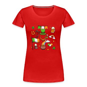 St Patrick's Day Elements - Women's Premium Organic T-Shirt - red - Front - Mia (176cm)