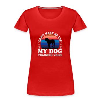 Alano Espanol Hundeliebhaber Silhouette Vintage Sonnenuntergang - Frauen Premium Bio T-Shirt - Rot - Vorne - Mia (176cm)