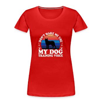 Bouvier Des Ardennes Hund Silhouette Retro Sonnenuntergang - Frauen Premium Bio T-Shirt - Rot - Vorne - Mia (176cm)