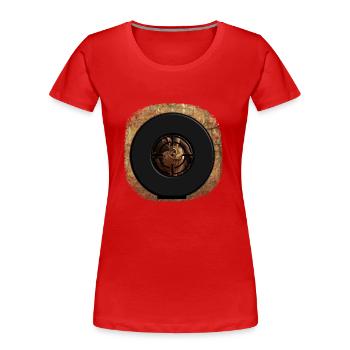 Hase im Zielfernrohr eines Jägers - Frauen Premium Bio T-Shirt - Rot - Vorne - Mia (176cm)