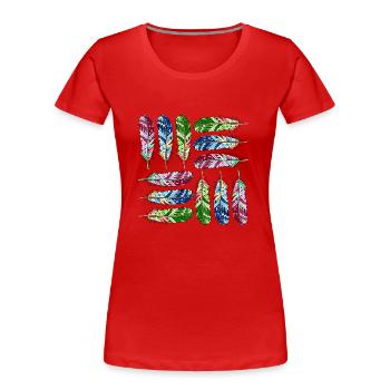 Feder - Frauen Premium Bio T-Shirt - Rot - Vorne - Mia (176cm)