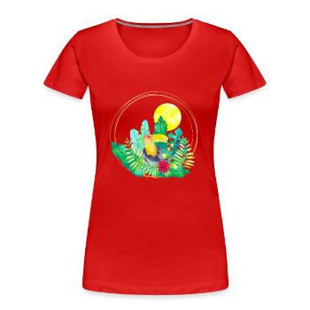 Summer with toucan - Women's Premium Organic T-Shirt - red - Front - Mia (176cm)
