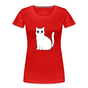 Dessin animé Anime Chat Animal - T-shirt bio Premium Femme - rouge - Devant - Mia (176cm)