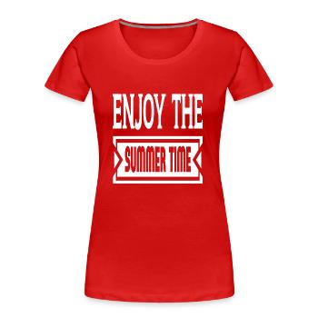Enjoy The Summer Time - Women's Premium Organic T-Shirt - red - Front - Mia (176cm)