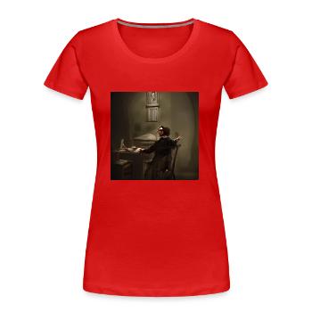 writer in a dark room - Frauen Premium Bio T-Shirt - Rot - Vorne - Mia (176cm)
