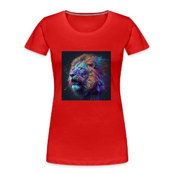 Lion coloré, design unique - T-shirt bio Premium Femme - rouge - Devant - Mia (176cm)