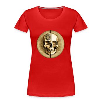 Un crâne d’un genre particulier - T-shirt bio Premium Femme - rouge - Devant - Mia (176cm)