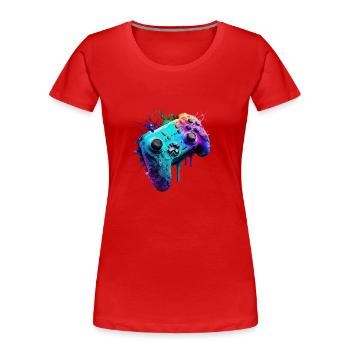 Neon Gaming Controller / Kontroller - Frauen Premium Bio T-Shirt - Rot - Vorne - Mia (176cm)