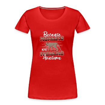 Monkey Monkey Ape Silly - Women's Premium Organic T-Shirt - red - Front - Mia (176cm)